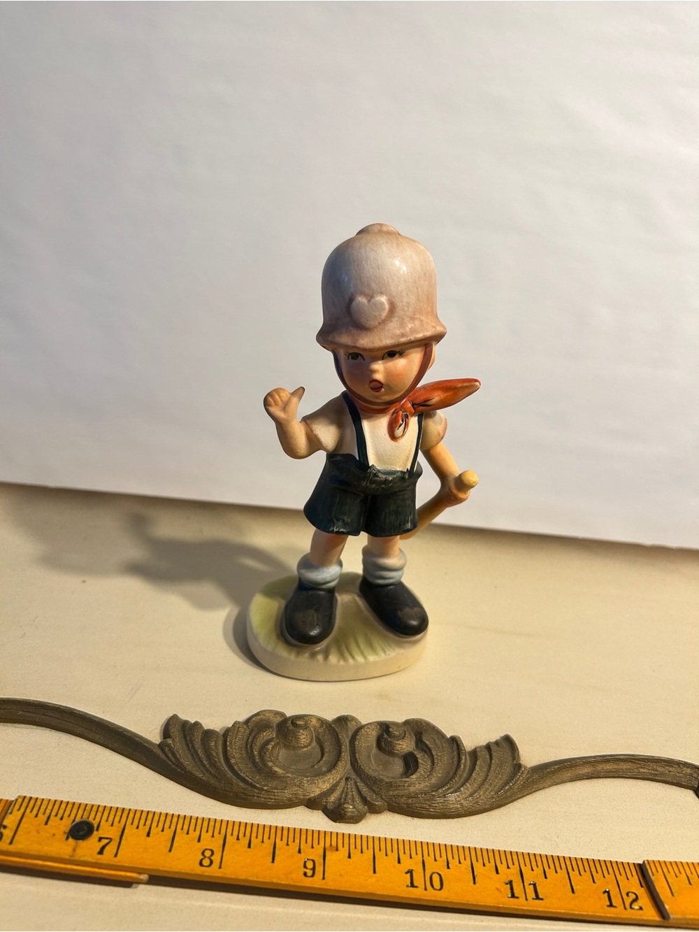 Hand-Painted Ceramic Boy Figurine in Cream and Black - Unbranded